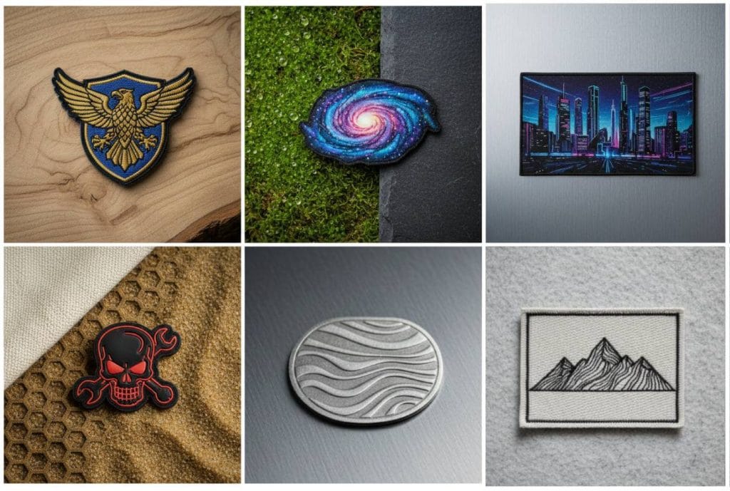 Comparaison entre patches brodés, tissés, sublimés, cordura et PVC