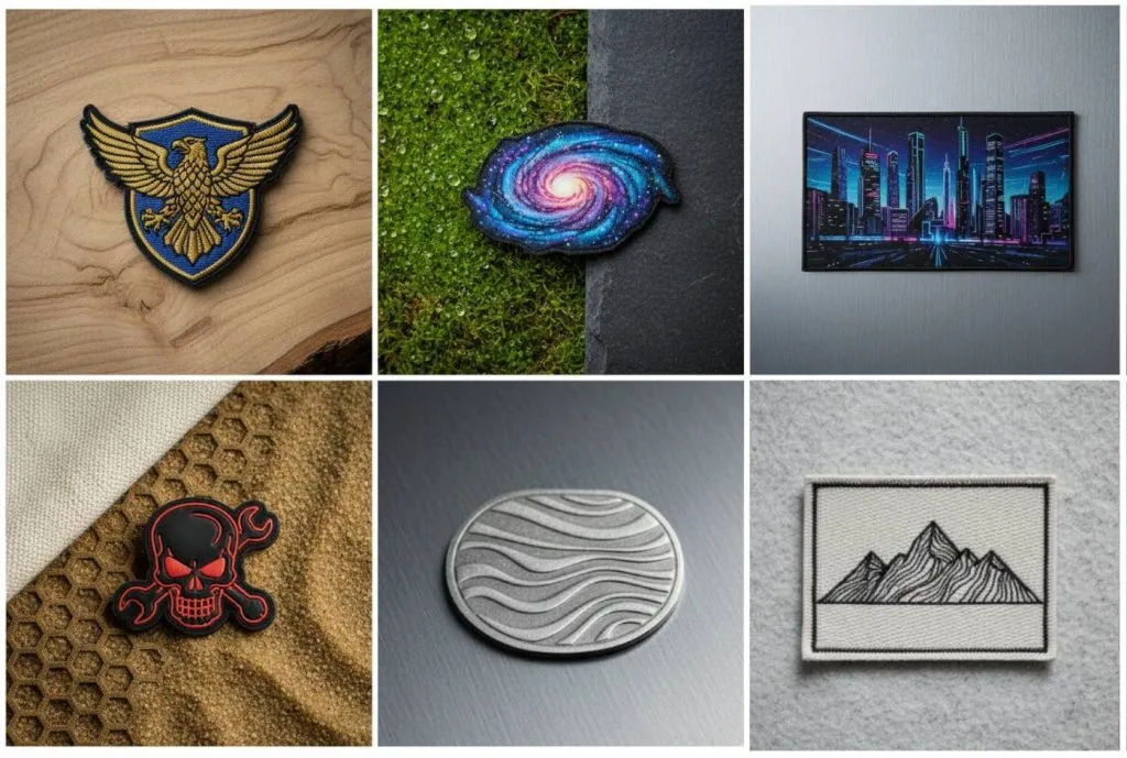 Comparaison entre patches brodés, tissés, sublimés, cordura et PVC